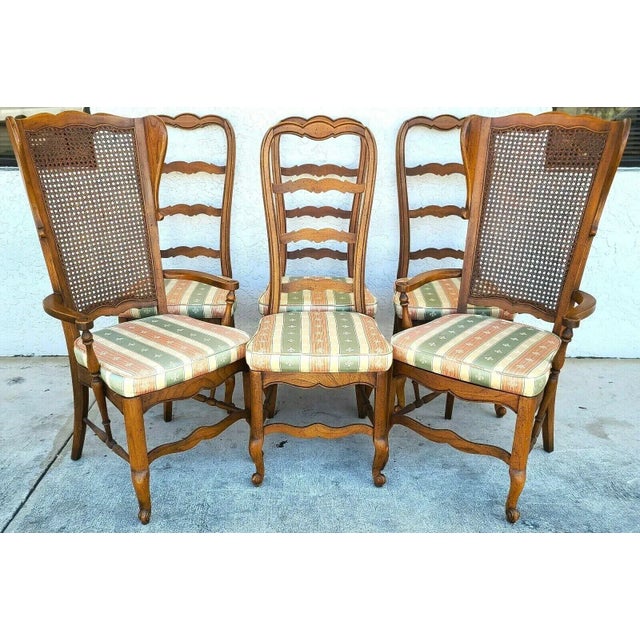 Vintage French Country Oak Wingback Dining Chairs - Set of 6 For Sale - Image 12 of 12