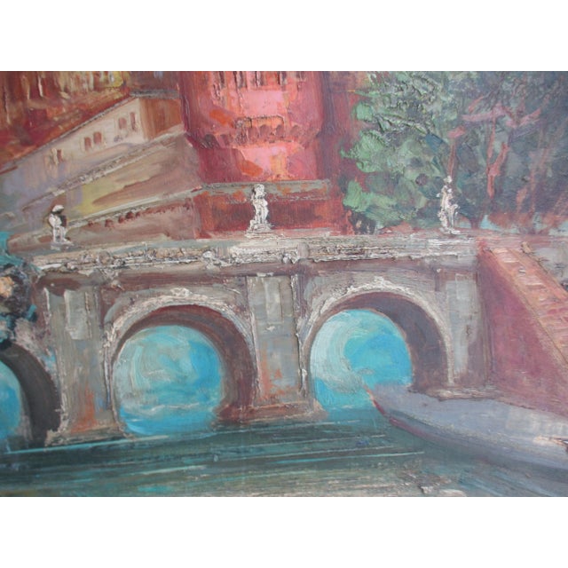 Vintage Painting on Canvas of St. Peter's Basilica in Gold & Red Frame For Sale - Image 15 of 18