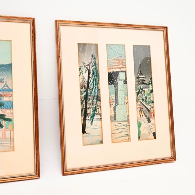 Mid-Century Modern Tokuriki Tomichiro, Views of Kyoto Woodblock Prints, 1960s, Set of 3 For Sale - Image 3 of 8