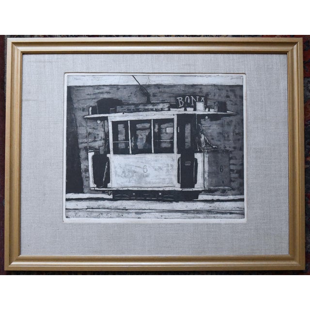 1960s Herman Berserik - "Train in Tunis" Vintage Signed Framed Engraving For Sale - Image 4 of 7