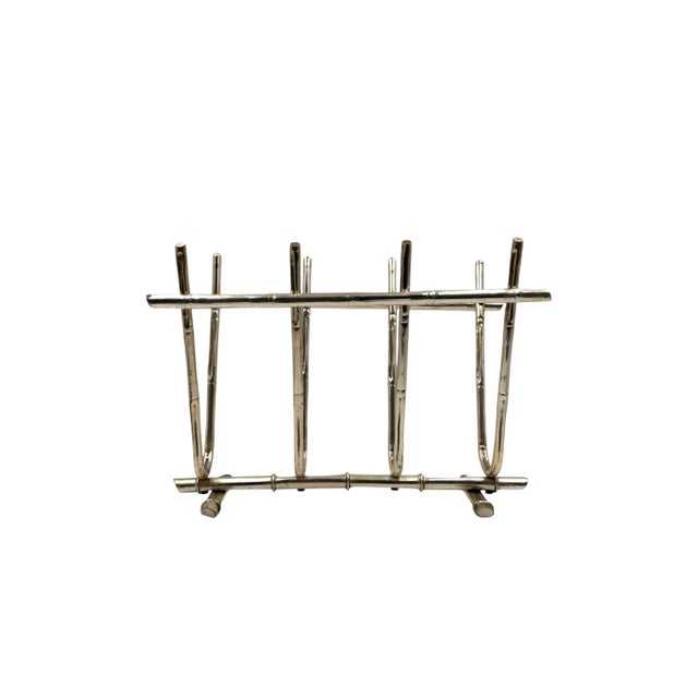 Hollywood regency magazine rack GM Montagnani, Italy 1970s bamboo shaped brass H 37 cm - 50 × 22 cm Conditions: excellent...