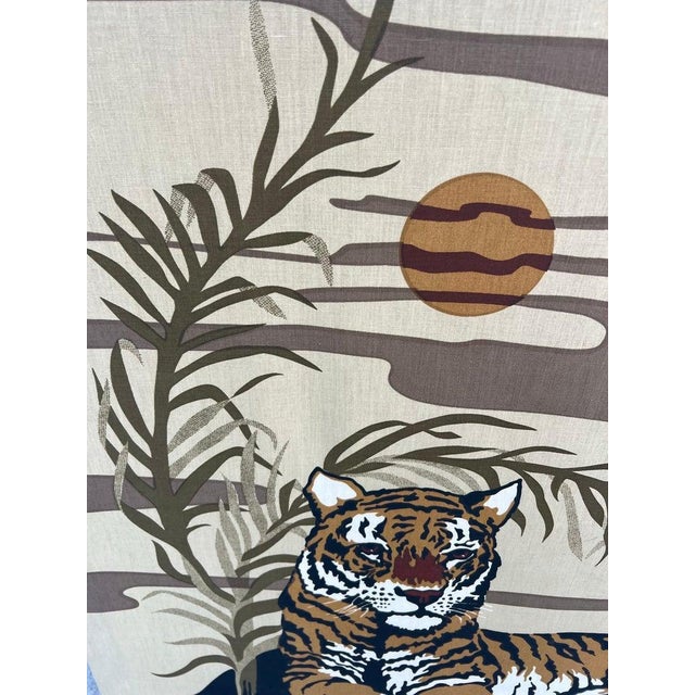 1977 Domus Textiles Hand Printed Tiger Art by Joan Spatrizano For Sale - Image 10 of 18