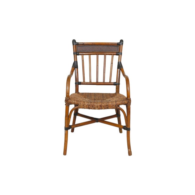 Farmhouse Rush Seat Bamboo Dining Chairs, Set of 10 For Sale - Image 3 of 11