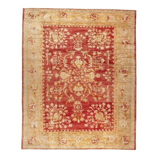 Zabihi Collection Red Angora Antique Oushak Rug - 12' x 14'10" For Sale