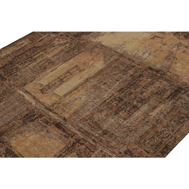 2010s Rug & Kilim’s Distressed Style Abstract Rug in Gold, Brown and Purple Patterns For Sale - Image 5 of 6
