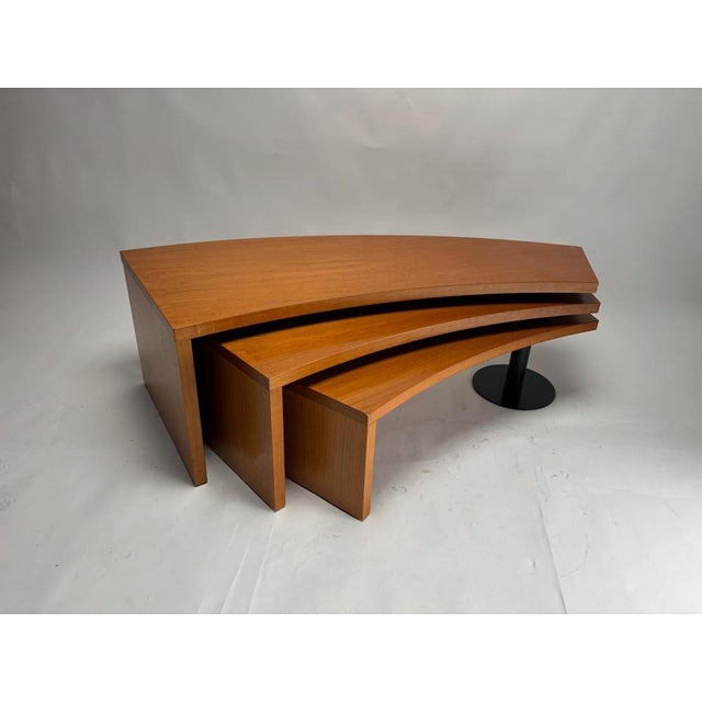 Monumental Postmodern Wooden 3-Tier Coffee Table, Italy, 1980s For Sale - Image 3 of 10