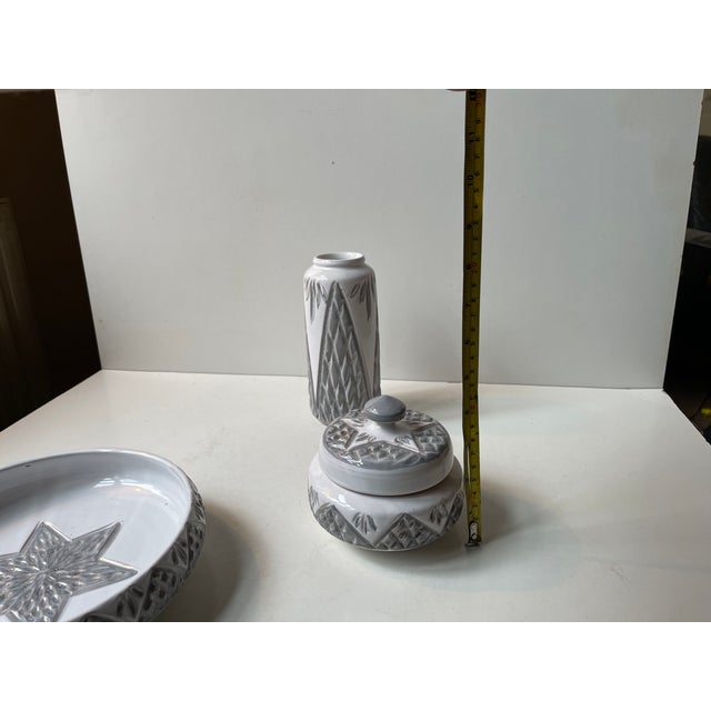Gray Danish Modern Ceramic Bowl with Trinket and Vase, 1970s, Set of 3 For Sale - Image 8 of 10