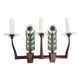 Vintage Italian Iron and Tole Sunflower Sconce For Sale