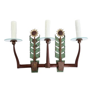Vintage Italian Iron and Tole Sunflower Sconce For Sale