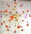 Contemporary flowers Sputnik chandelier. Red and violet elements of Murano glass pinched by hand