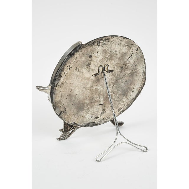 Silver Whimsical Figural Owl on Branch Beveled Glass Table Mirror For Sale - Image 8 of 10
