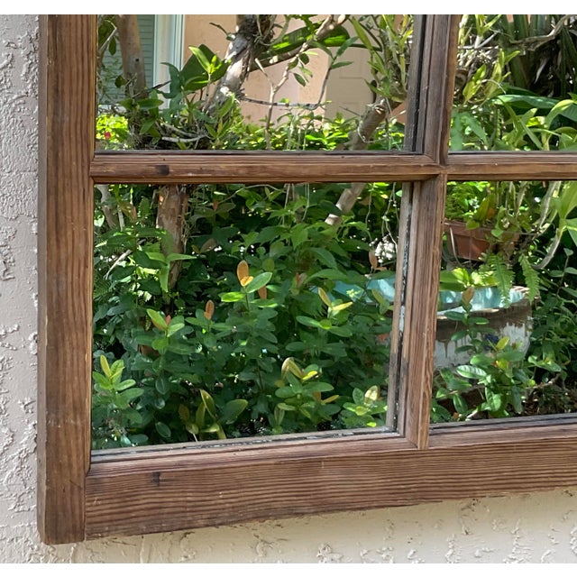 1920s Vintage Rustic Wood Window Pane Wall Mirror Salvaged North Carolina Mountain For Sale - Image 5 of 13