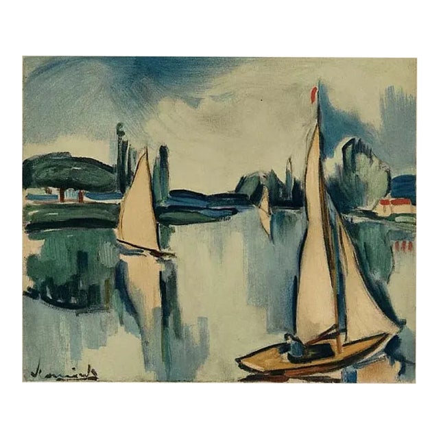 Title: Sailing boats on the seine Artist: Maurice de Vlaminck Country: France Medium: Lithograph – 17 Marks: Signed in...
