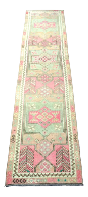 Vintage Geometric Design Turkish Multicolor Runner