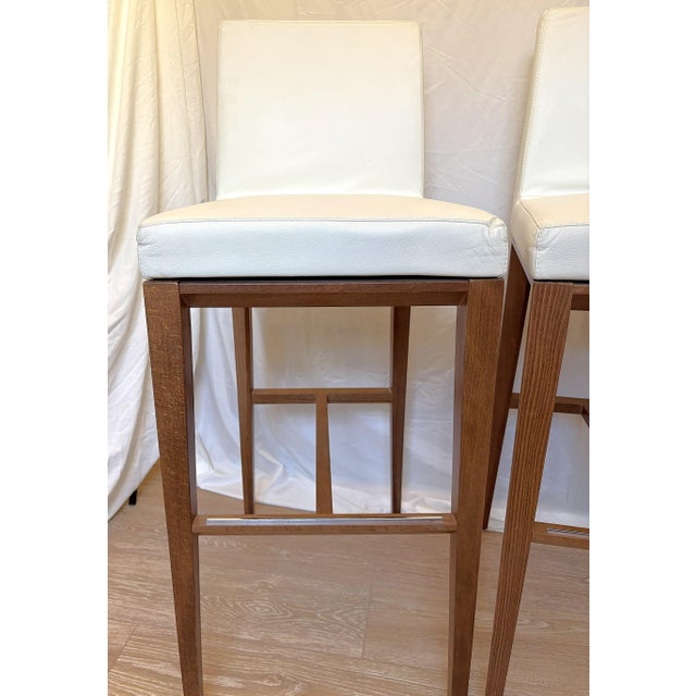 Wood Pre-Owned Calligaris Aida Barstools Made in Italy- Set of 3 For Sale - Image 7 of 18