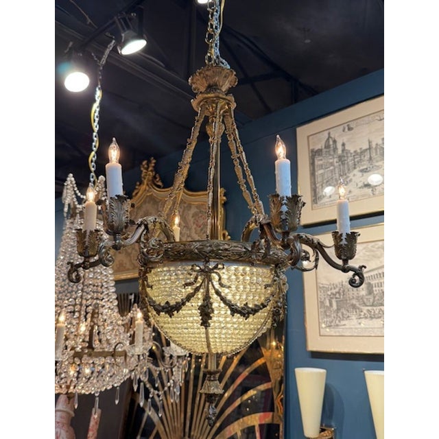 Traditional 19th Century French Bronze and Crystal Chandelier For Sale - Image 3 of 5