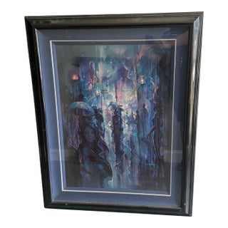 John Pitre Ap Signed 19/100 Limited Edition Night Street Framed Print For Sale