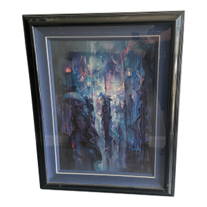 John Pitre Ap Signed 19/100 Limited Edition Night Street Framed Print