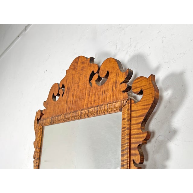 Chippendale Bespoke Chippendale Style Wall Mirror in Tiger Maple by Armand LaMontagne For Sale - Image 3 of 6