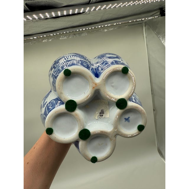 20th Century Chinese Blue and White Porcelain Tulipiere Vase For Sale - Image 4 of 5