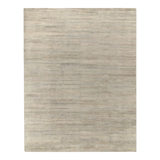Rug & Kilim’s Contemporary Rug in Solid Silver-Gray With Striae For Sale