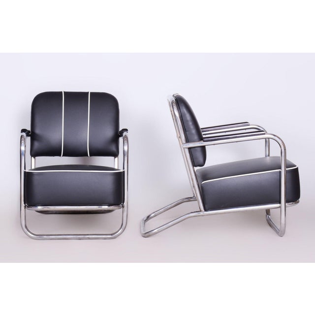 Animal Skin Bauhaus Chairs in Leather from Mücke-Melder, Czech, 1930s, Set of 2 For Sale - Image 7 of 8
