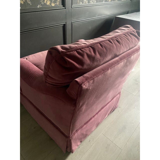 1980s Vintage Velvet Ethan Allen English Roll Armchair For Sale In Detroit - Image 6 of 9