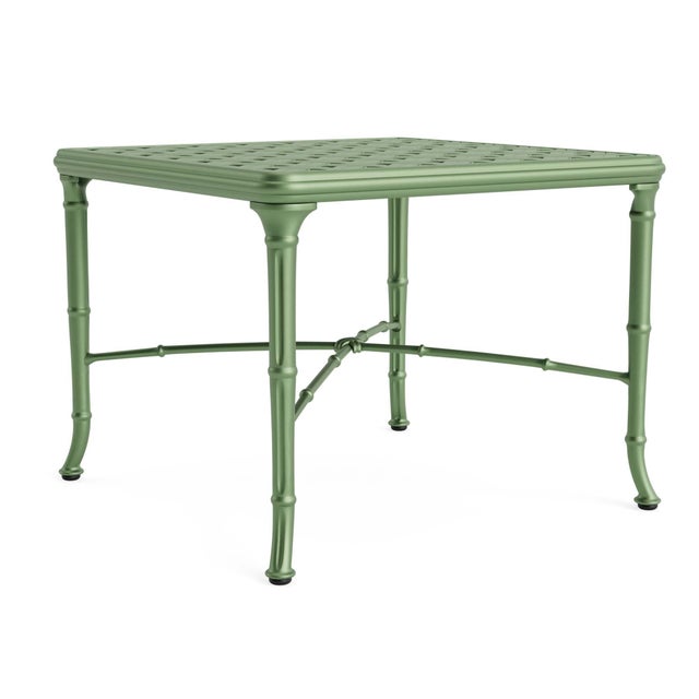 Brown Jordan Calcutta 26" Square Cast Top Corner Table in Bay Leaf For Sale