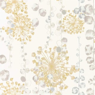 Harlequin Moku Wallpaper in Ochre/Seaspray - a Sample For Sale