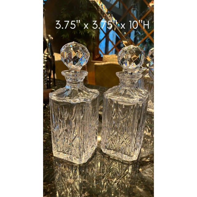 Transparent Tiffany and Co. Decanters Heavy Cut Crystal - A Pair For Sale - Image 8 of 8