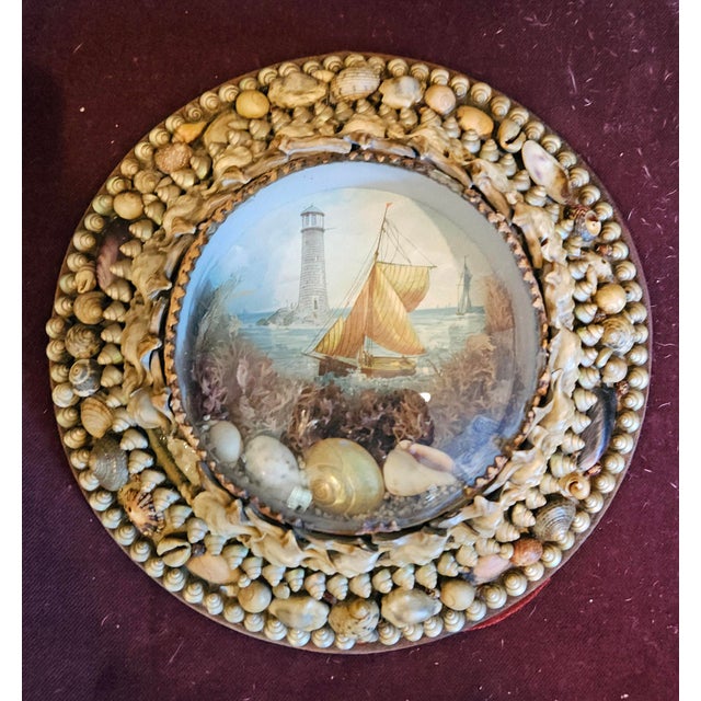 Edwardian Shellwork Valentine Diorama of a Sloop Under Sail For Sale In Philadelphia - Image 6 of 10