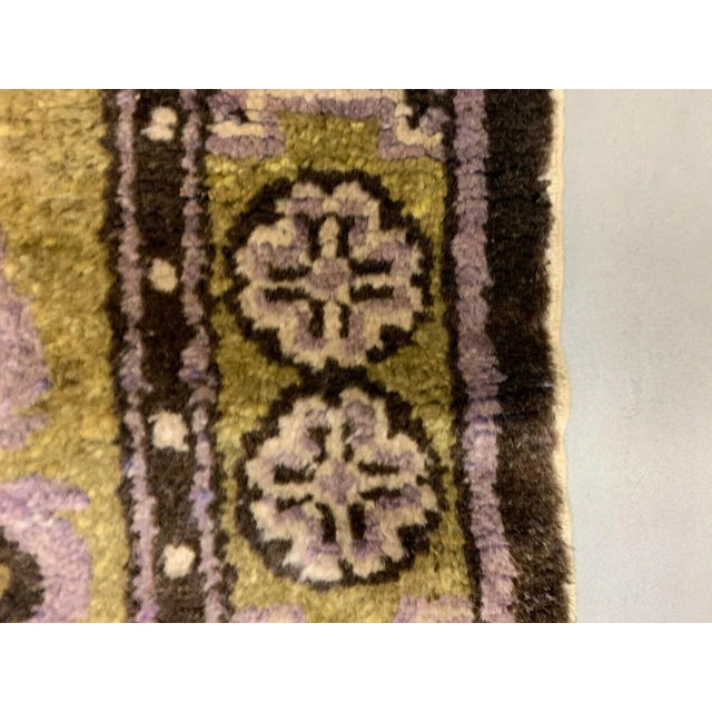 Brown Vintage Chinese Gold and Brown Wool Pao Tao Rug 145x68 cm For Sale - Image 8 of 10