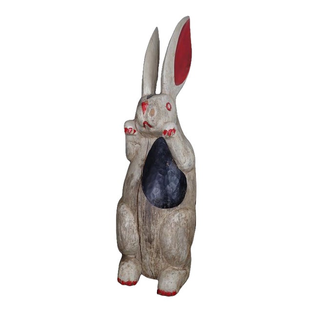Antique Folk Art Painted & Carved Wood Rabbit Chairish
