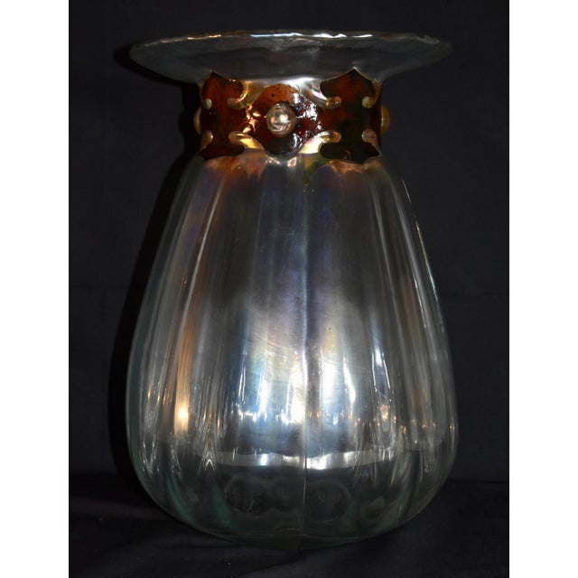 Vtg. Silvestri Mouth Blown Iridescent Glass Vase For Sale In Philadelphia - Image 6 of 7