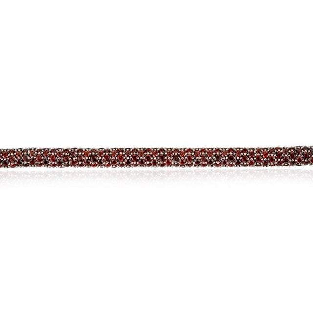 Deep Red Garnet Mesh Bracelet in Sterling Silver For Sale - Image 9 of 12