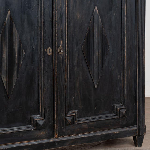 Late 19th Century Swedish Black Painted Sideboard With Fluted Diamond Carving For Sale - Image 12 of 13