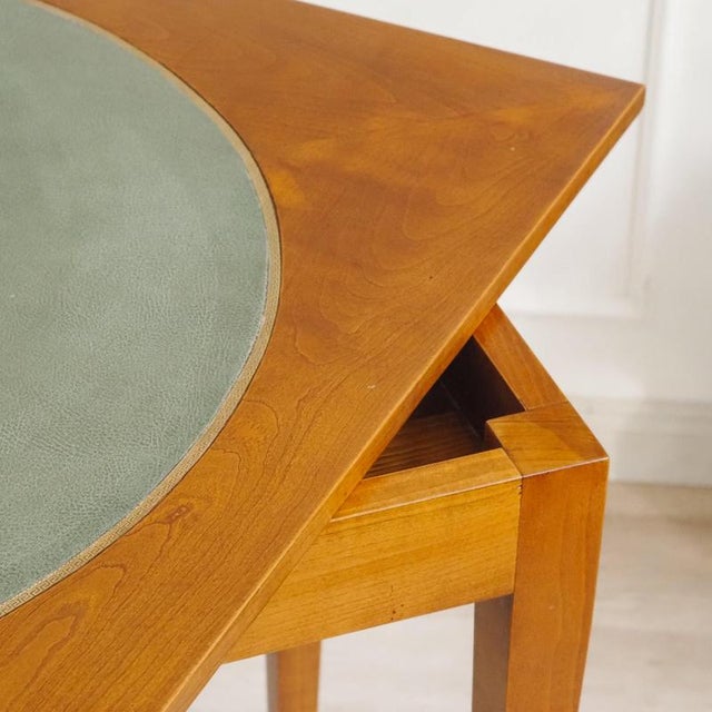 Wood Vintage Game Table with Chessboard and Leather Top For Sale - Image 7 of 17