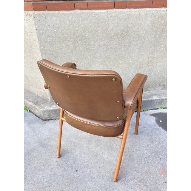 Leather-Covered Chair by Jacques Adnet, 1950 For Sale - Image 4 of 11
