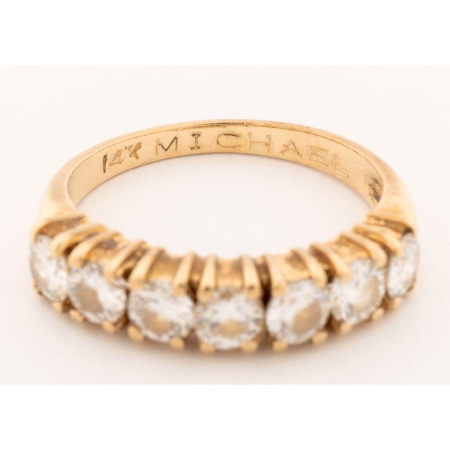 Vintage 14k Yellow Gold and Diamond Wedding Band For Sale In New York - Image 6 of 8