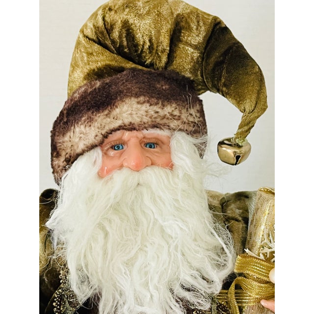 Vintage Velvet Santa Claus Christmas Holiday Decor For Sale - Image 4 of 5