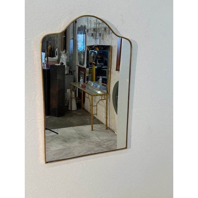 Mid-Century Italian Wall Mirror With Brass Frame, Italy 1960s For Sale In Los Angeles - Image 6 of 6