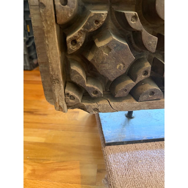 Stunning Antique Indian Carved Wood Panel Mold — 39x29" With Metal Stand For Sale In Greenville, SC - Image 6 of 6