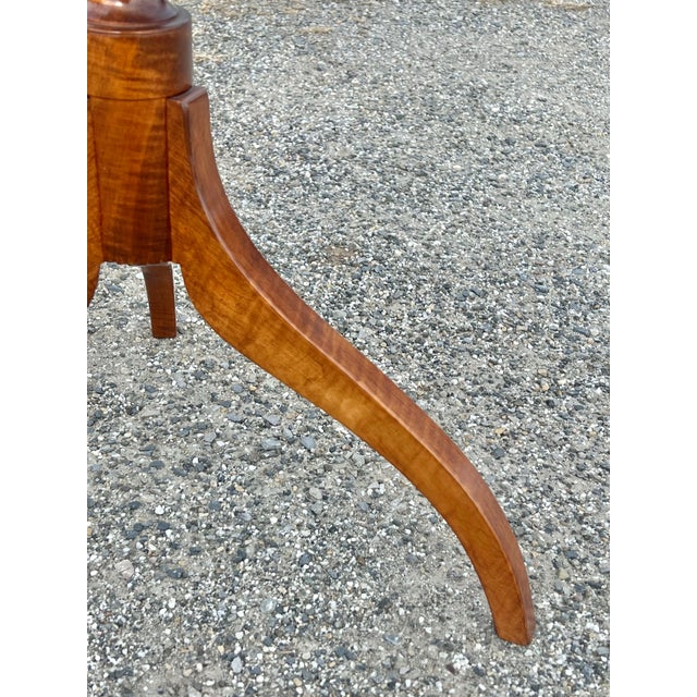 Hepplewhite Style Tiger Maple Tilt Top Candlestand For Sale - Image 9 of 11