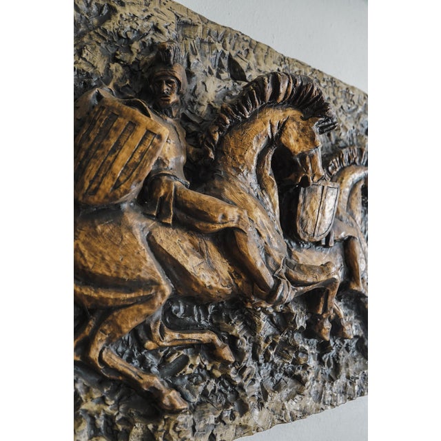 Vanguard Studios 1967 Roman Soldiers Chariots Relief Brutalist Wall Sculpture For Sale - Image 9 of 16