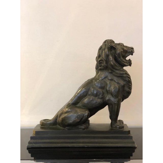 1930s Art Deco Bronze Animal Lion Sculpture, 1930s For Sale - Image 5 of 14
