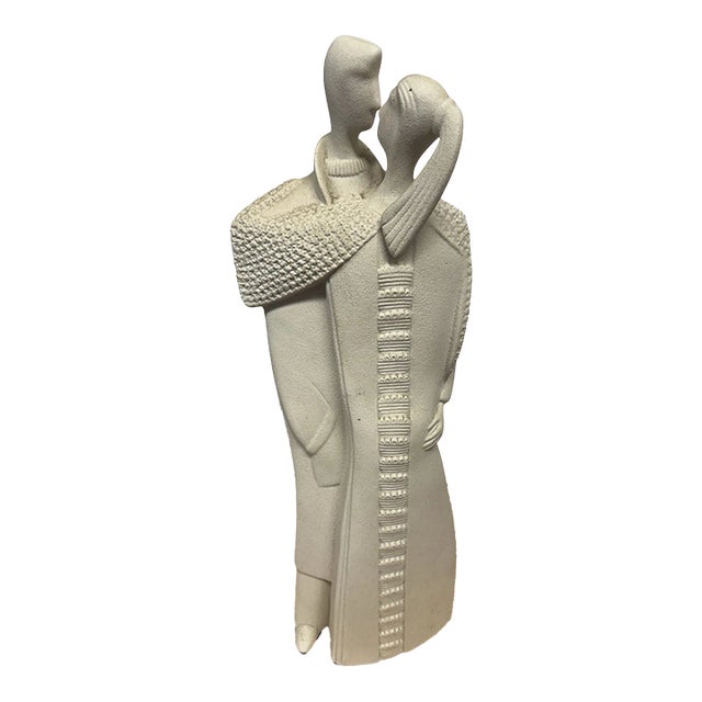 1980s Lineasette Kissing Couple Statue Abstract Sculpture Italy Figure Pottery For Sale
