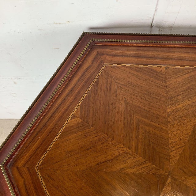 Brown Antique-Style Gueridon Pedestal Table With Brass Figural Mounts For Sale - Image 8 of 12