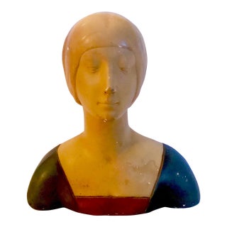 Late 19th Century Vintage Donatello "Unknown Woman" Renaissance Revival Polychrome Plaster For Sale