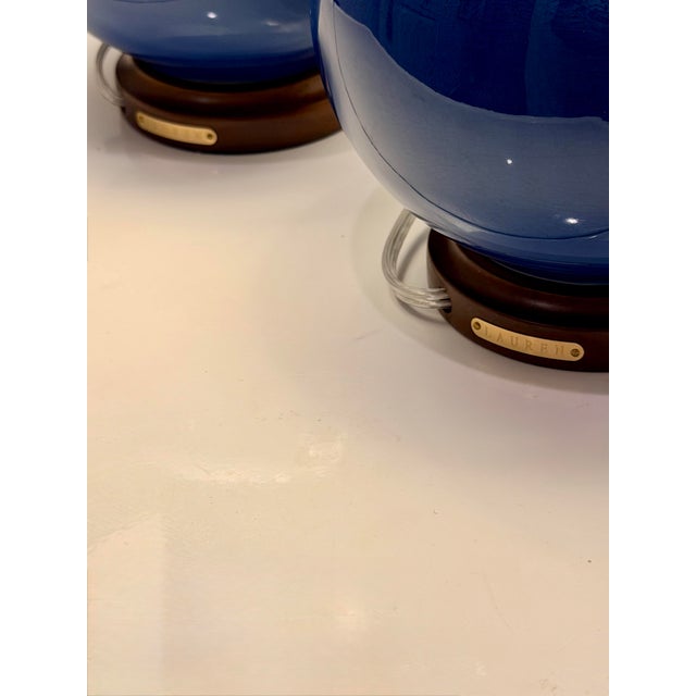 2020s Ralph Lauren Home Cobalt Blue Double Gourd Porcelain Table Lamps – Pair For Sale - Image 5 of 9