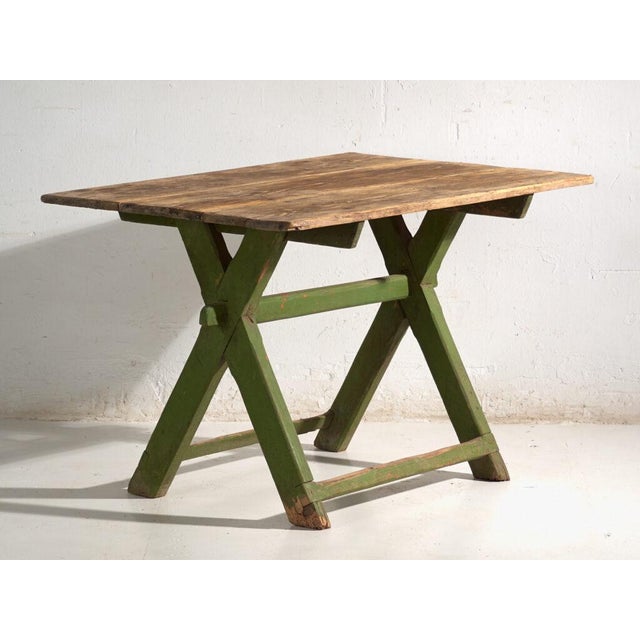 Trestle Table in Pine Wood, Central Europe, 1900 For Sale - Image 10 of 11